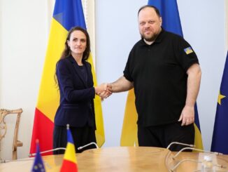 Întrevederea ministrului afacerilor externe Oana Țoiu cu președintele Radei Supreme a Ucrainei, Ruslan Stefanchuk. FOTO MAE