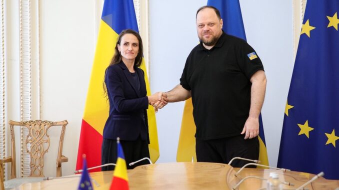 Întrevederea ministrului afacerilor externe Oana Țoiu cu președintele Radei Supreme a Ucrainei, Ruslan Stefanchuk. FOTO MAE