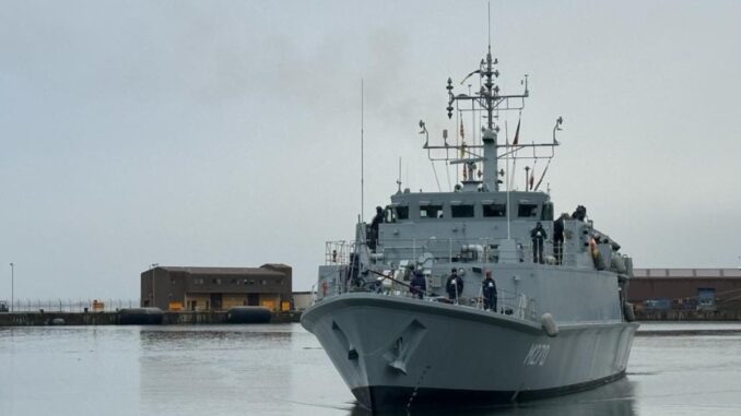 Vânătorul de mine M 270 „Sublocotenent Ion Ghiculescu”. FOTO Forțele Navale Române