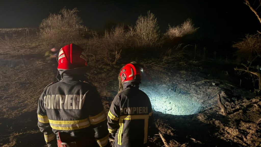 O dronă a căzut în județul Tulcea. FOTO ISU Delta